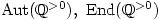 \text{Aut}(\mathbb{Q}^{>0}),\ \text{\text{End}}(\mathbb{Q}^{>0})