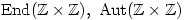 \text{End}(\mathbb{Z}\times \mathbb{Z}), \ \text{Aut}(\mathbb{Z}\times \mathbb{Z})
